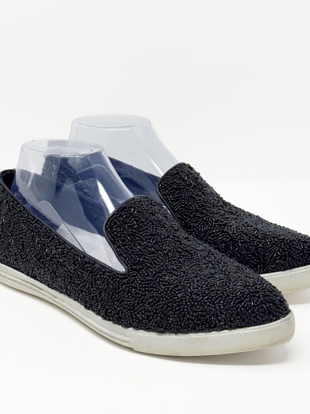Alice + Olivia Black Beaded Slip-On Sneakers